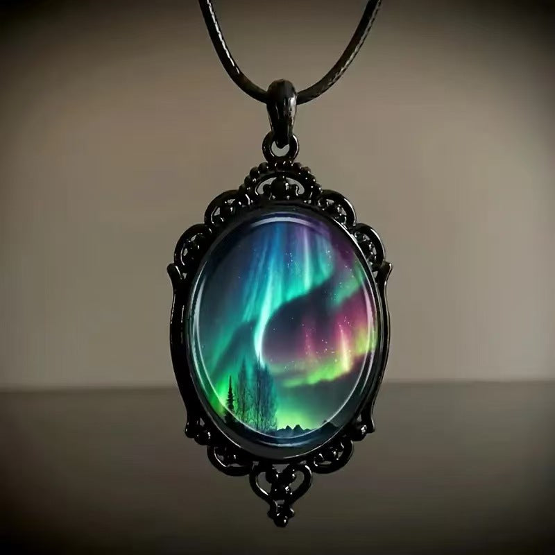 Wholesale Time Gem 18x25mm Vintage Dark Glass Necklace